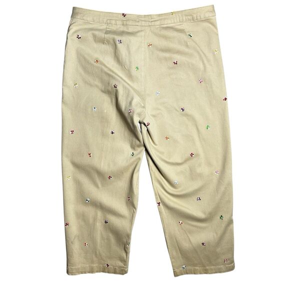 Hannah Women’s Size 14 Embroidered Floral Print Khaki Capris - Picture 2 of 7
